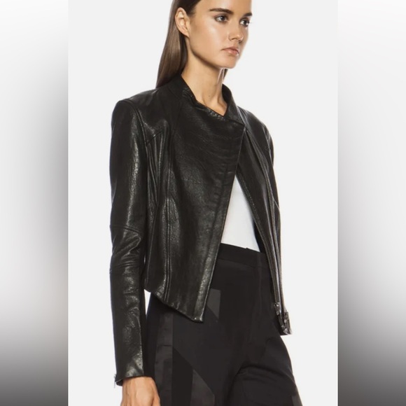 Helmut Lang 100% Lamb Leather Asymmetrical Jacket Size M - Picture 12 of 15